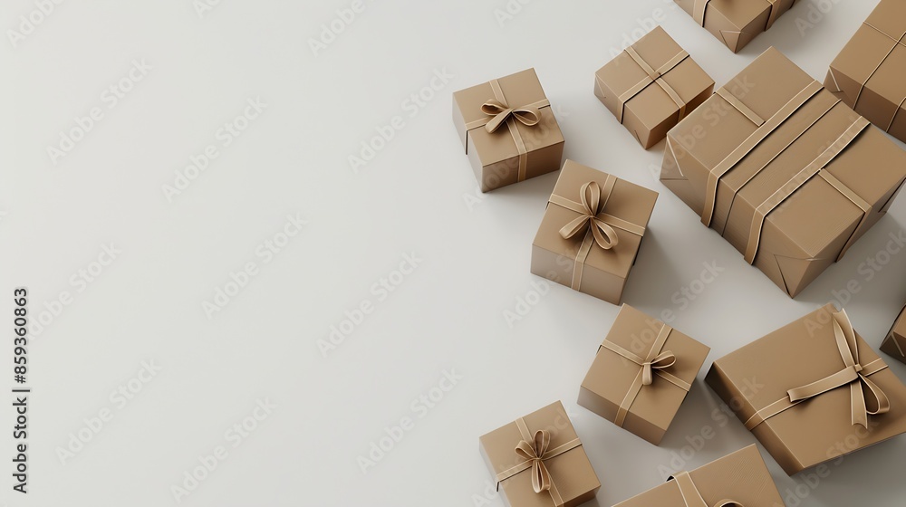 Poster cardboard boxes for delivery service moving package or gifts isolated on a white background package 