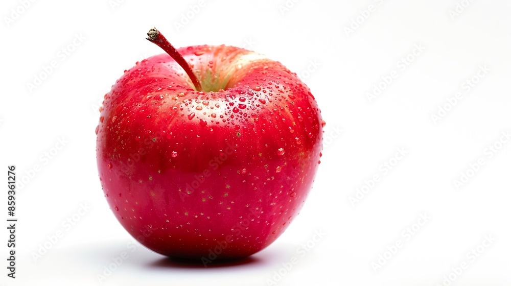 Poster fresh red apple on a white background : generative ai