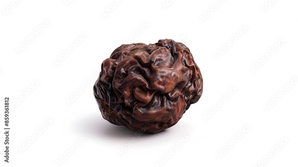 Poster Brown raisin isolated on white background with clipping path and full depth of field : Generative AI