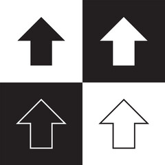 Straight short outline black arrow. Vector illustration and icon on white and black background. EPS 10