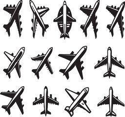 Print  Aircraft Icon Collection Design Elements for Labels, Signs, and Logos