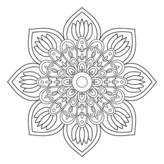  oriental folk art style patterns collection Black and white mandala design