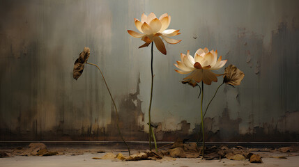 dried lotus painting, artwork