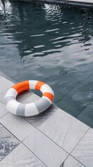 Naklejka premium life buoy floating on water
