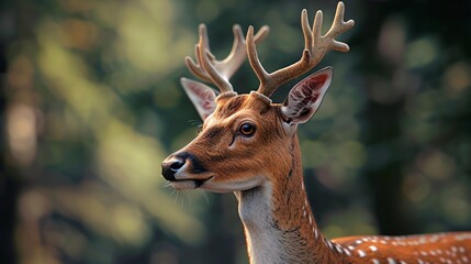 Deer in the forest. Wild buck deer.