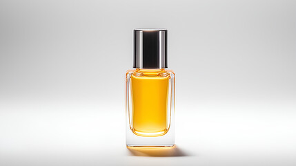 a professional photo of a bottle of ArtyClick Amber nail paint on a white background, product photography