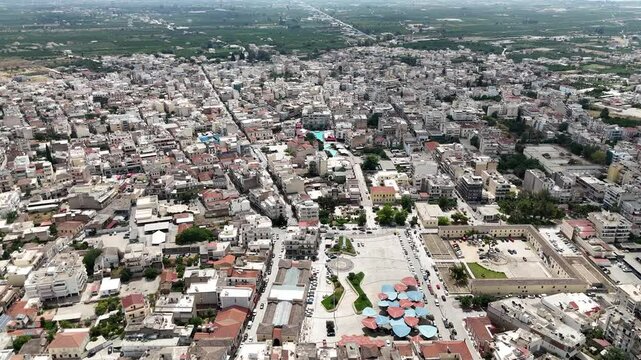 Aerial view of city of Larissa