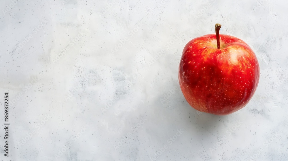 Poster fresh red apple on a white background : generative ai