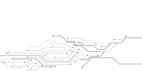 Obraz premium Vectors High-tech connection system on a white background. Technology digital circuit board background. Technology black circuit diagram.