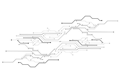 Vectors High-tech connection system on a white background. Technology digital circuit board background. Technology black circuit diagram.