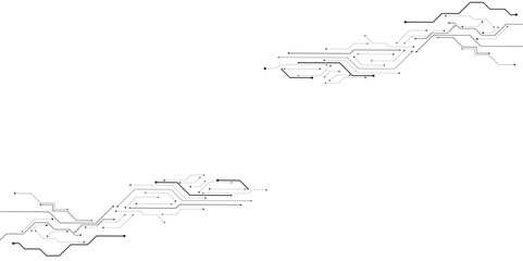Vectors High-tech connection system on a white background. Technology digital circuit board background. Technology black circuit diagram.