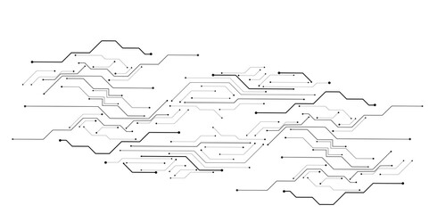 Vectors High-tech connection system on a white background. Technology digital circuit board background. Technology black circuit diagram.