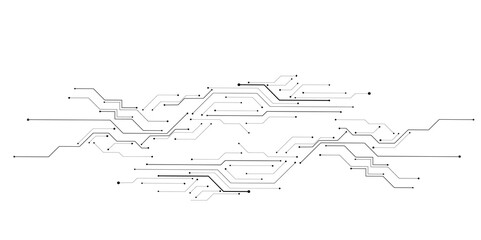 Obraz premium Vector abstract technology on white background., Abstract futuristic circuit board Illustration, Circuit board with various technology elements.