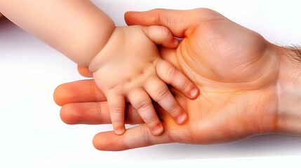 Fototapeta premium parent and baby hands isolated on white
