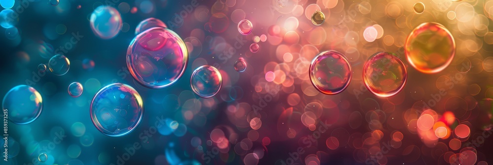 Poster the colorful bubbles in an abstract image pop against a gradient backdrop, creating a vibrant and dy