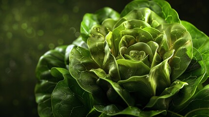 Fototapeta premium Ripe butterhead lettuce close-up. Photorealistic illustration.