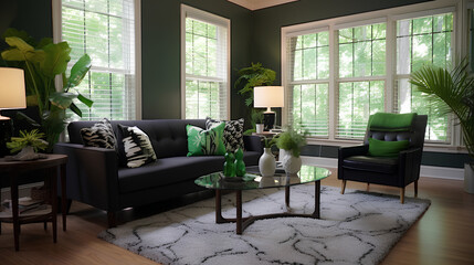 Atlanta house staging, green black elements.