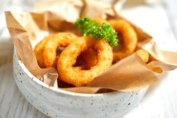 Fried breaded onion rings