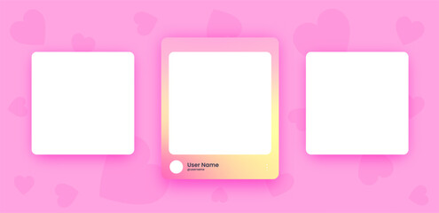 Social media frame collection template. Colorful social media interface.