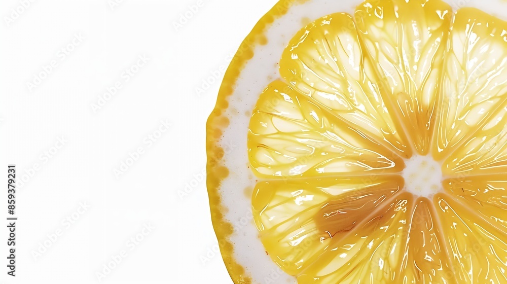 Poster Half of yellow lemon citrus fruit isolated on white background with clipping mask alpha channel for quick isolation Full depth of field : Generative AI