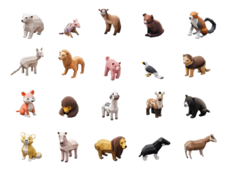 collection of 3d render of mammals