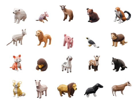 collection of 3d render of mammals