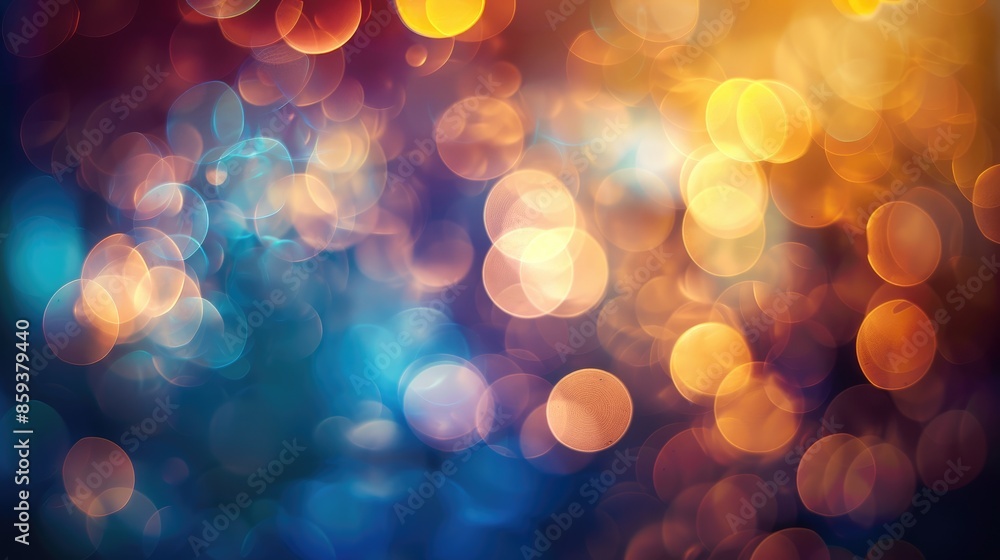 Poster blurred bokeh circles of light in various hues, crafting an abstract and magical background.