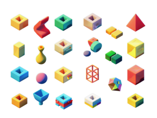collection of 3d render of cube shapes