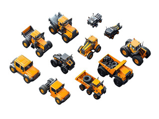 Obraz premium collection of 3d render of construction vehicle