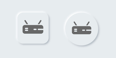 Router solid icon in neomorphic design style. Network connection signs vector illustration.