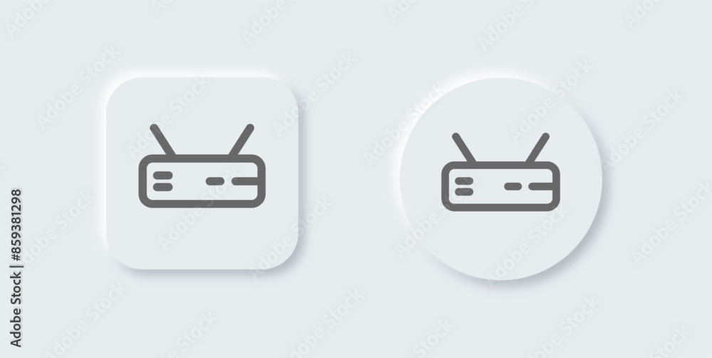 Poster router line icon in neomorphic design style. network connection signs vector illustration.