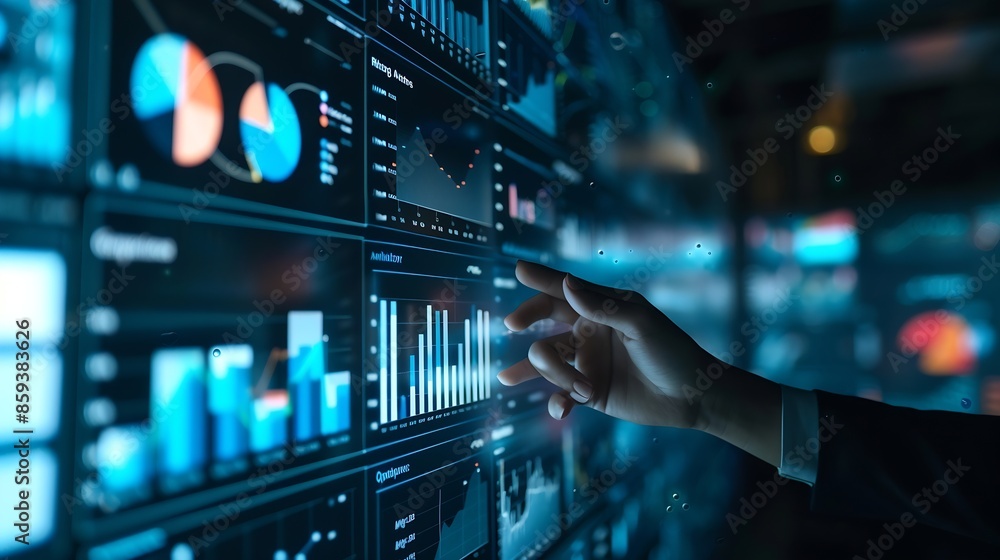 Poster Automated data analytics with AI for business management and strategy Insights dashboard created with artificial intelligence KPI report with metrics  Finance operations marketing : Generative AI