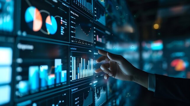 Automated data analytics with AI for business management and strategy Insights dashboard created with artificial intelligence KPI report with metrics  Finance operations marketing : Generative AI