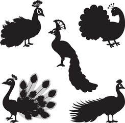 Peacock silhouette vector art.