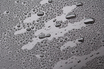 Water droplets on black cover background