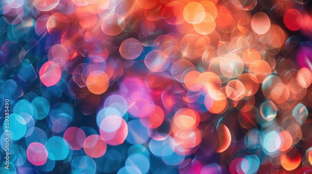 Poster abstract background with colorful bokeh circles of light, creating a dreamy and festive atmosphere
