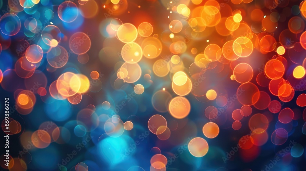 Poster abstract background with colorful bokeh circles of light, creating a dreamy and festive atmosphere