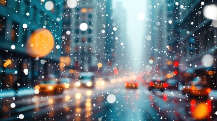 Urban Christmas Bokeh: NYC Snow Scene