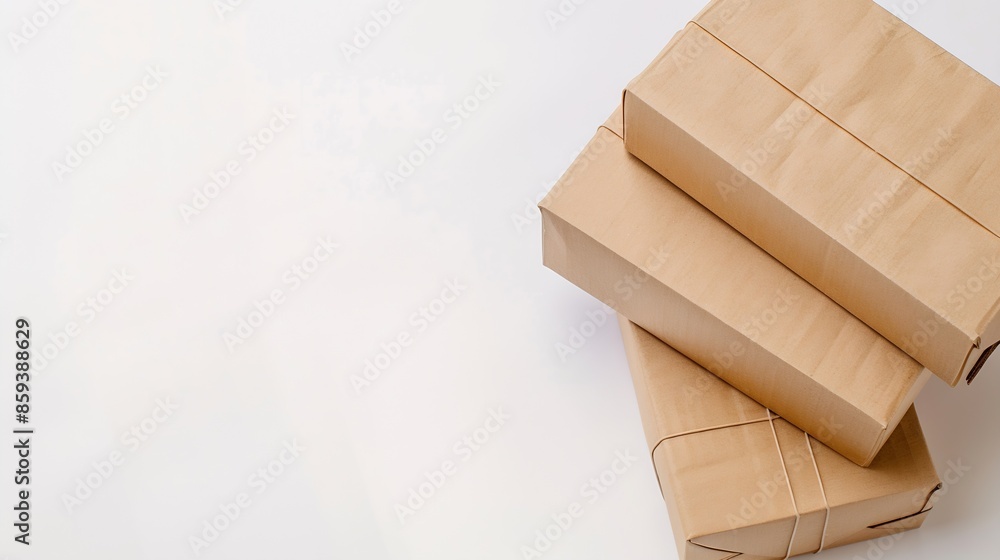 Poster cardboard boxes for delivery service moving package or gifts isolated on a white background package 