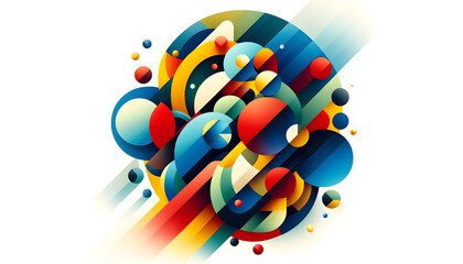 Dynamic Geometric Abstract Art: Colorful Circles and Lines in Motion