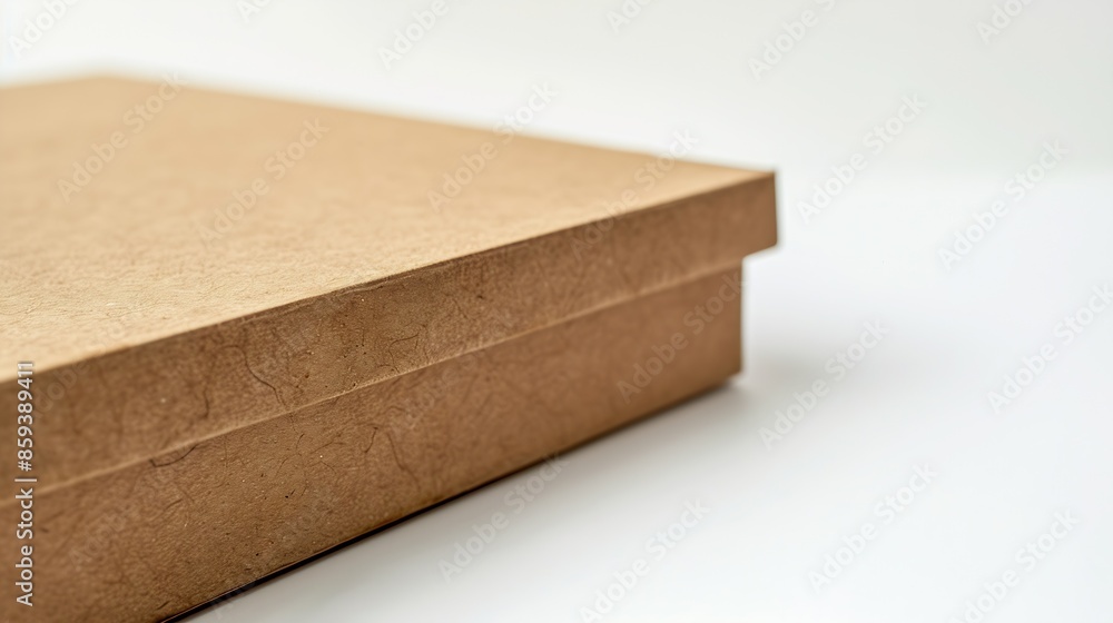 Poster close up of a brown box template on white background : generative ai
