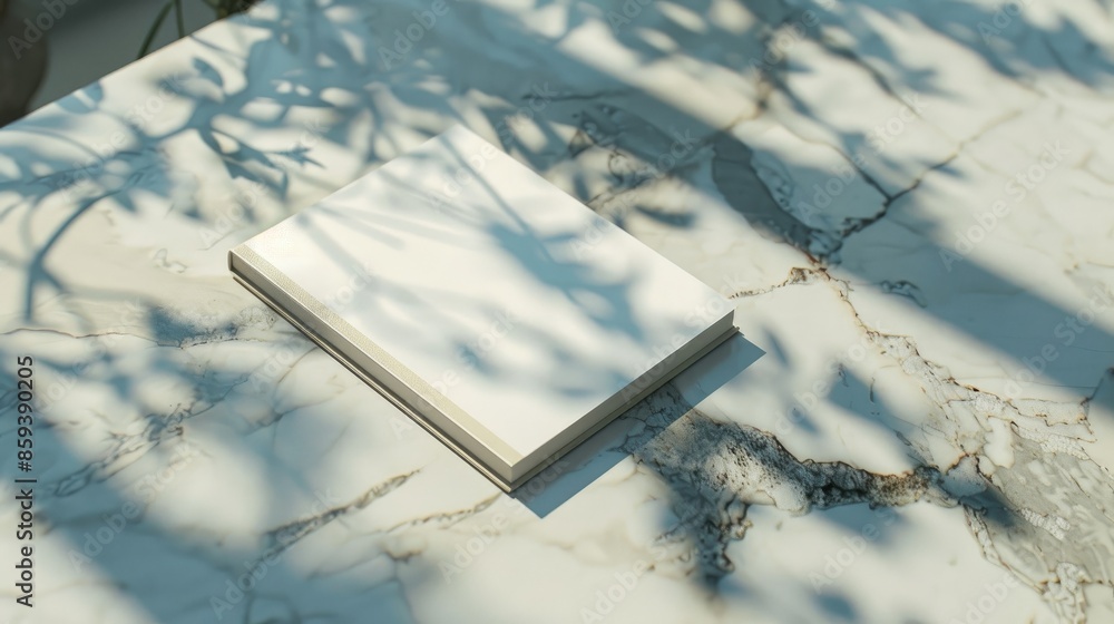 Poster empty notepad on a marble table