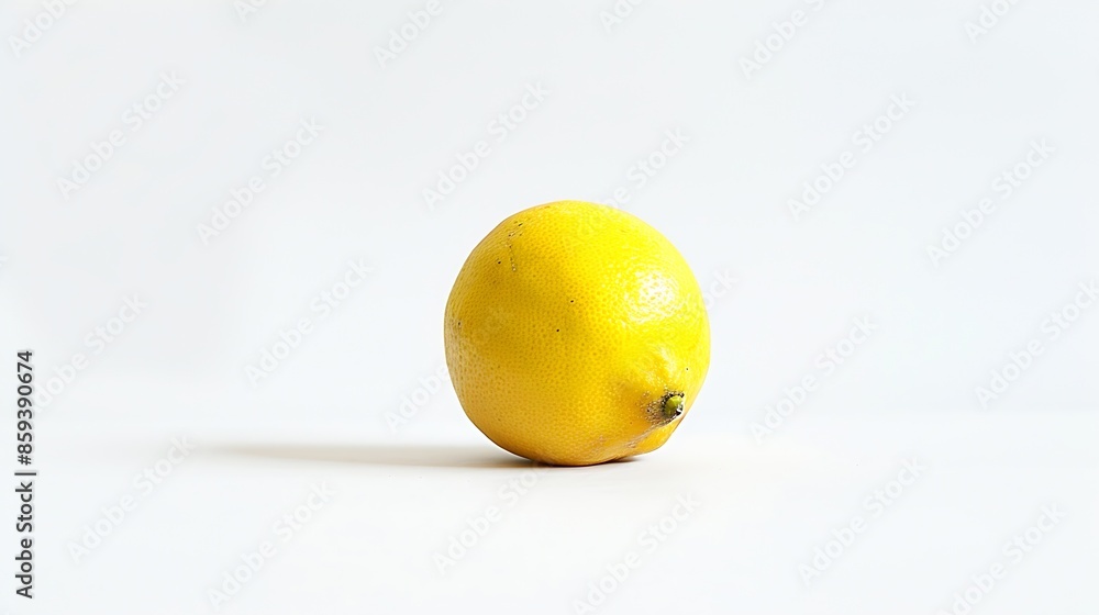 Poster one lemon fruit isolated on white background perfectly retouched full depth of field on the photo : 