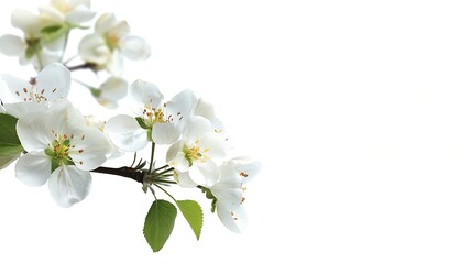 Fototapeta premium Wild apple tree flowers blooming isolated on white background : Generative AI