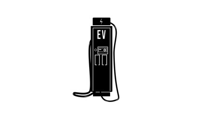 EV charging station , black isolated silhouette