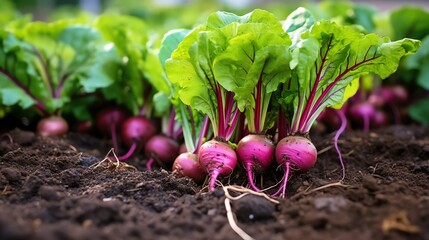 Closeup of fresh turnip greens in an organic garden, showcasing rich textures and vibrant colors, ideal for farming and agricultural themes, isolated white background