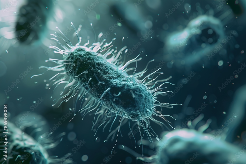 Aufkleber 3d rendering of a bacteria close-up, illustrating its structure and potential for causing infection.
