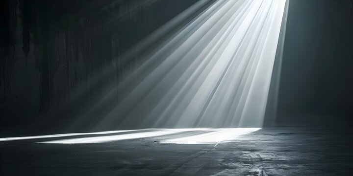 A beam of light in darkness symbolizing hope and overcoming addiction. Concept Hope, Overcoming Addiction, Symbolism, Beam of Light, Darkness