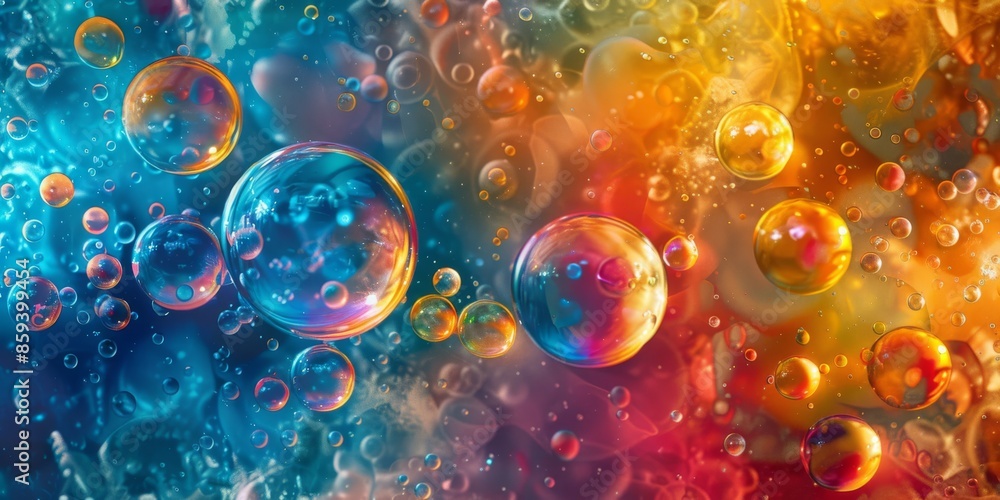 Poster the colorful bubbles in an abstract image pop against a gradient backdrop, creating a vibrant and dy