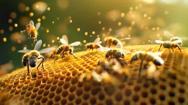 video of a busy beehive with bees coming and going